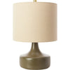 Body: Olive, Shade (Outside): Beige, Shade (Inside): White, Finial: Metallic - Brass, Harp: Metallic - Brass, Cord: Translucent