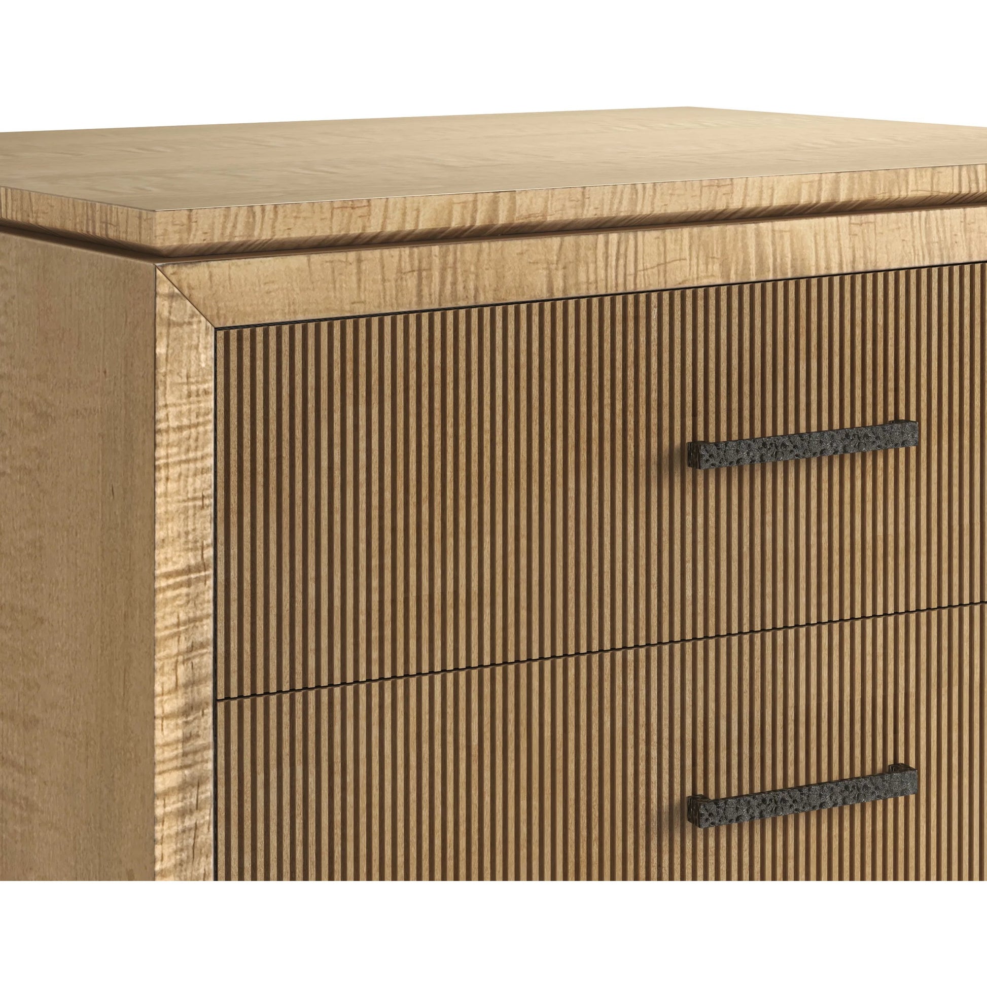 Loft Reeded Nightstand by A.R.T. Furniture in natural maple. Made from poplar, rubberwood, figured maple veneer in a transitional style.