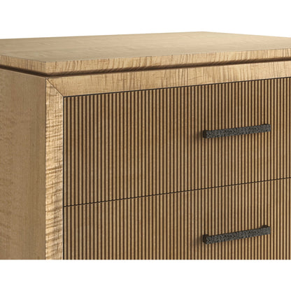Loft Reeded Nightstand by A.R.T. Furniture in natural maple. Made from poplar, rubberwood, figured maple veneer in a transitional style.
