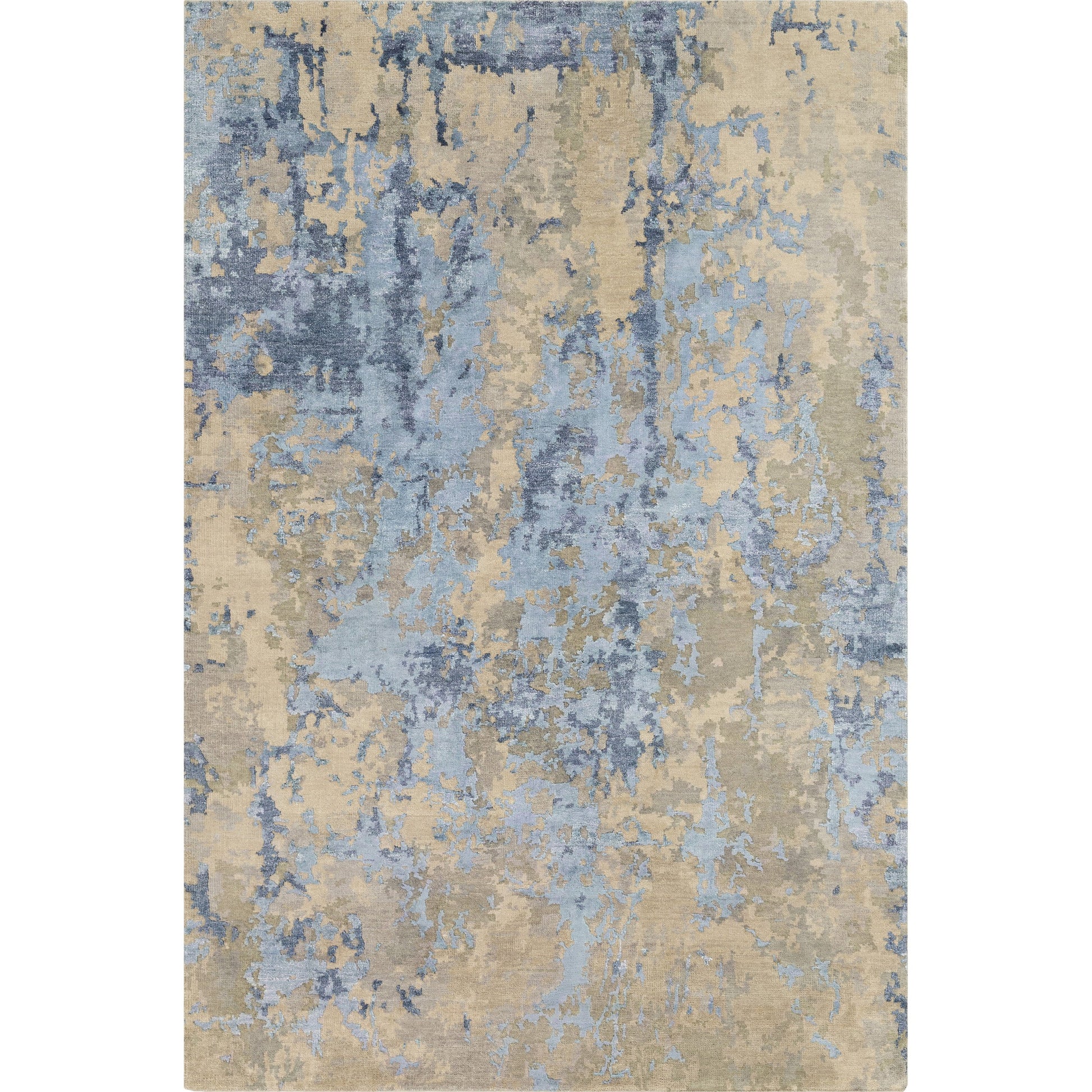 Arte Rug - 23024 by Surya in navy, denim, pale blue, sage, tan, medium gray. Made from 60% wool, 40% viscose in a unique style.