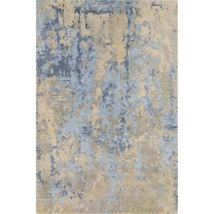 Arte Rug - 23024 by Surya in navy, denim, pale blue, sage, tan, medium gray. Made from 60% wool, 40% viscose in a unique style.