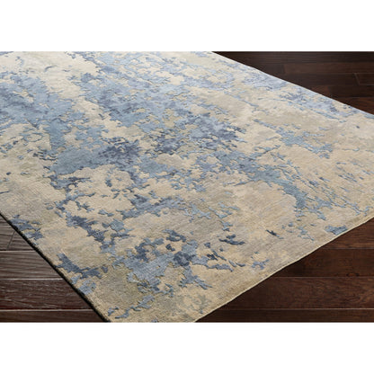 Arte Rug - 23024 by Surya in navy, denim, pale blue, sage, tan, medium gray. Made from 60% wool, 40% viscose in a unique style.