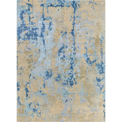 Arte Rug - 23024 by Surya in navy, denim, pale blue, sage, tan, medium gray. Made from 60% wool, 40% viscose in a unique style.