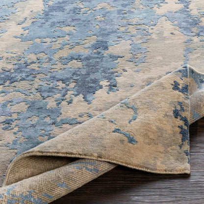 Arte Rug - 23024 by Surya in navy, denim, pale blue, sage, tan, medium gray. Made from 60% wool, 40% viscose in a unique style.