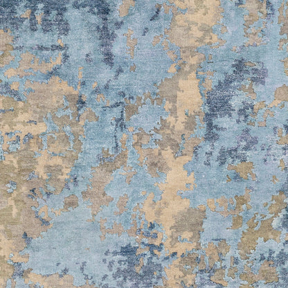 Arte Rug - 23024 by Surya in navy, denim, pale blue, sage, tan, medium gray. Made from 60% wool, 40% viscose in a unique style.