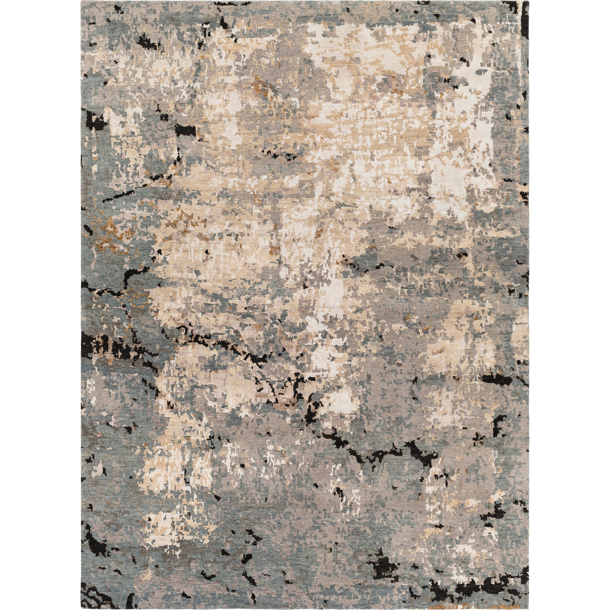 Arte Rug - 29615 by Surya in denim, black, saffron, beige, light beige, light gray. Made from 63% wool, 37% viscose in a unique style.