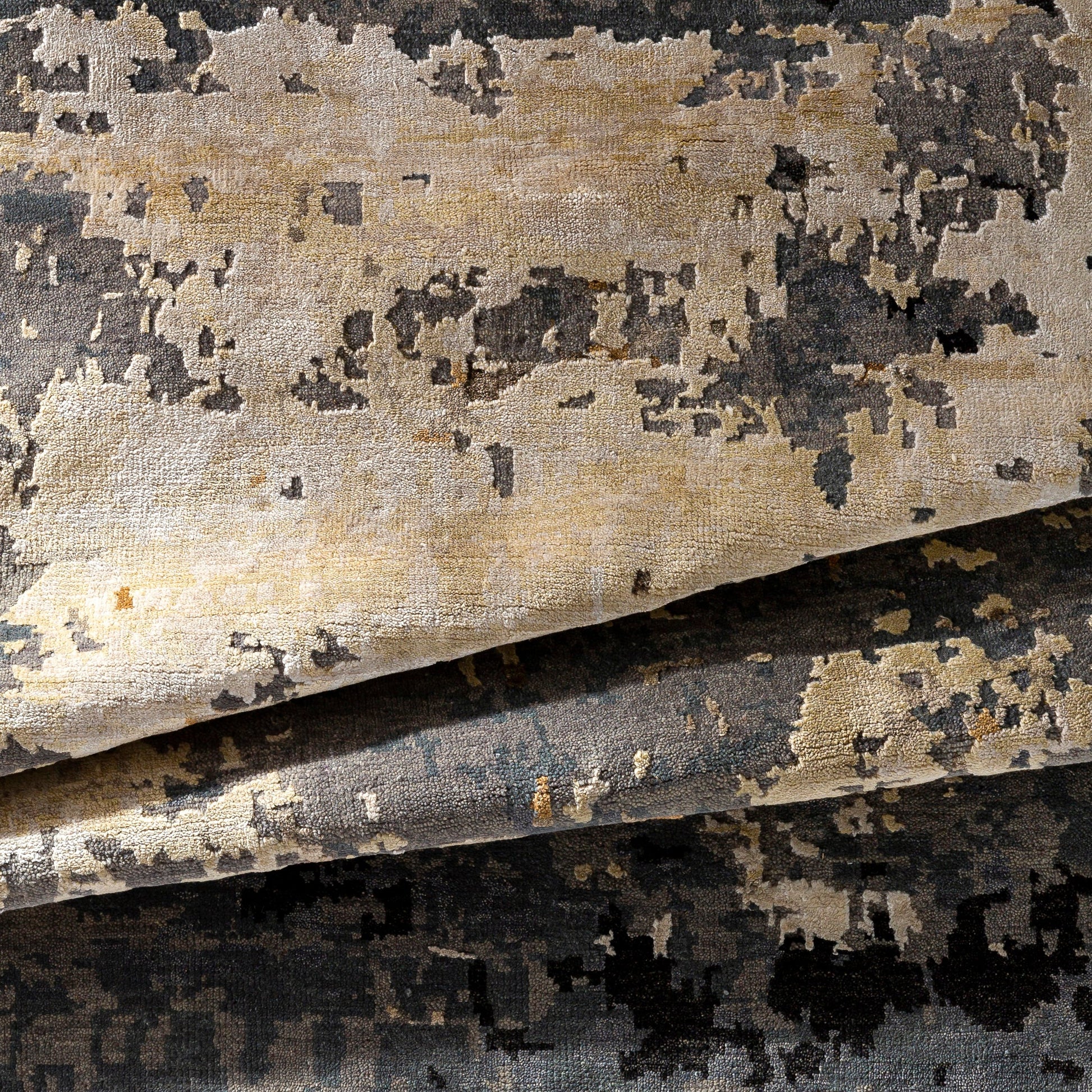 Arte Rug - 29615 by Surya in denim, black, saffron, beige, light beige, light gray. Made from 63% wool, 37% viscose in a unique style.