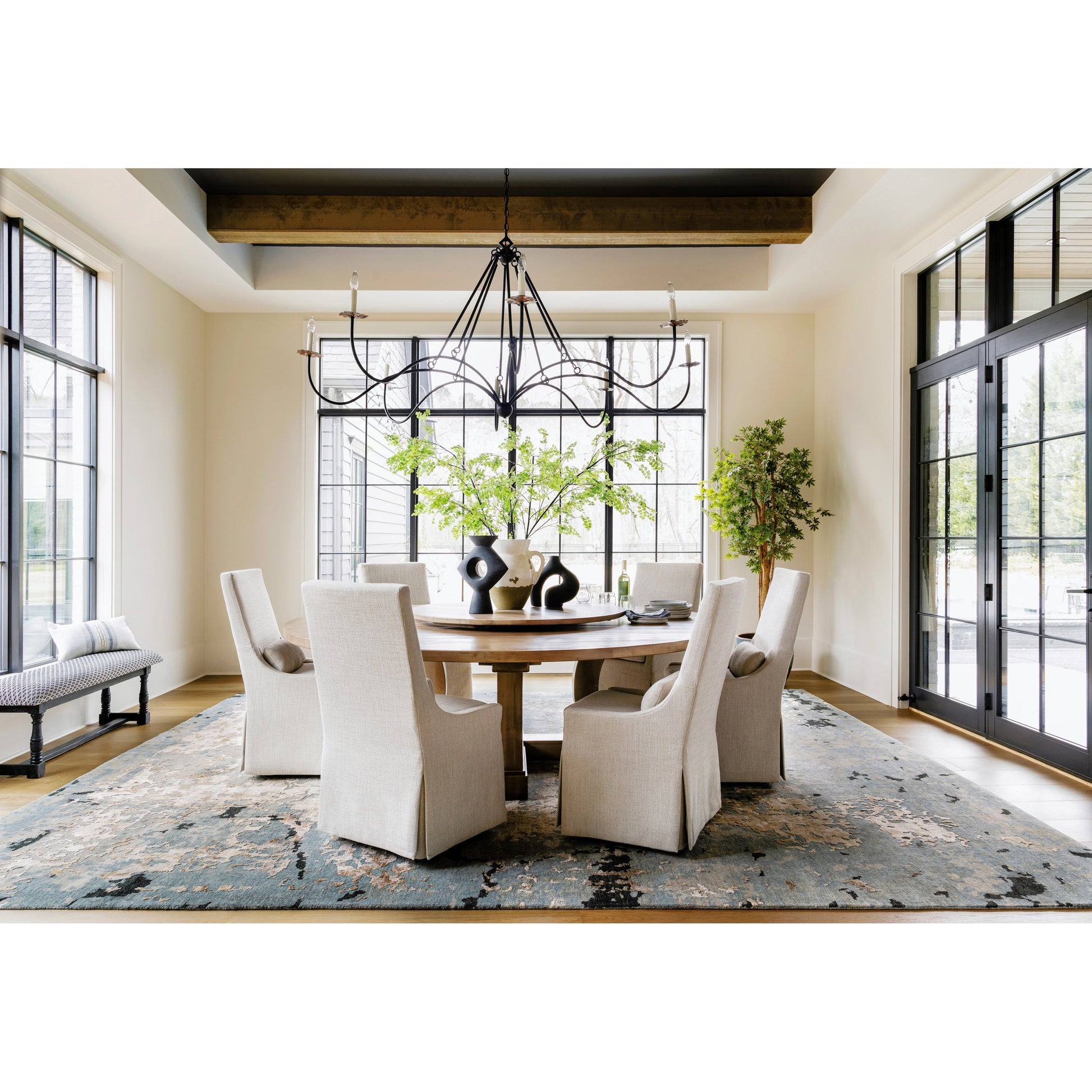 Arte Rug - 29615 by Surya in denim, black, saffron, beige, light beige, light gray. Made from 63% wool, 37% viscose in a unique style.