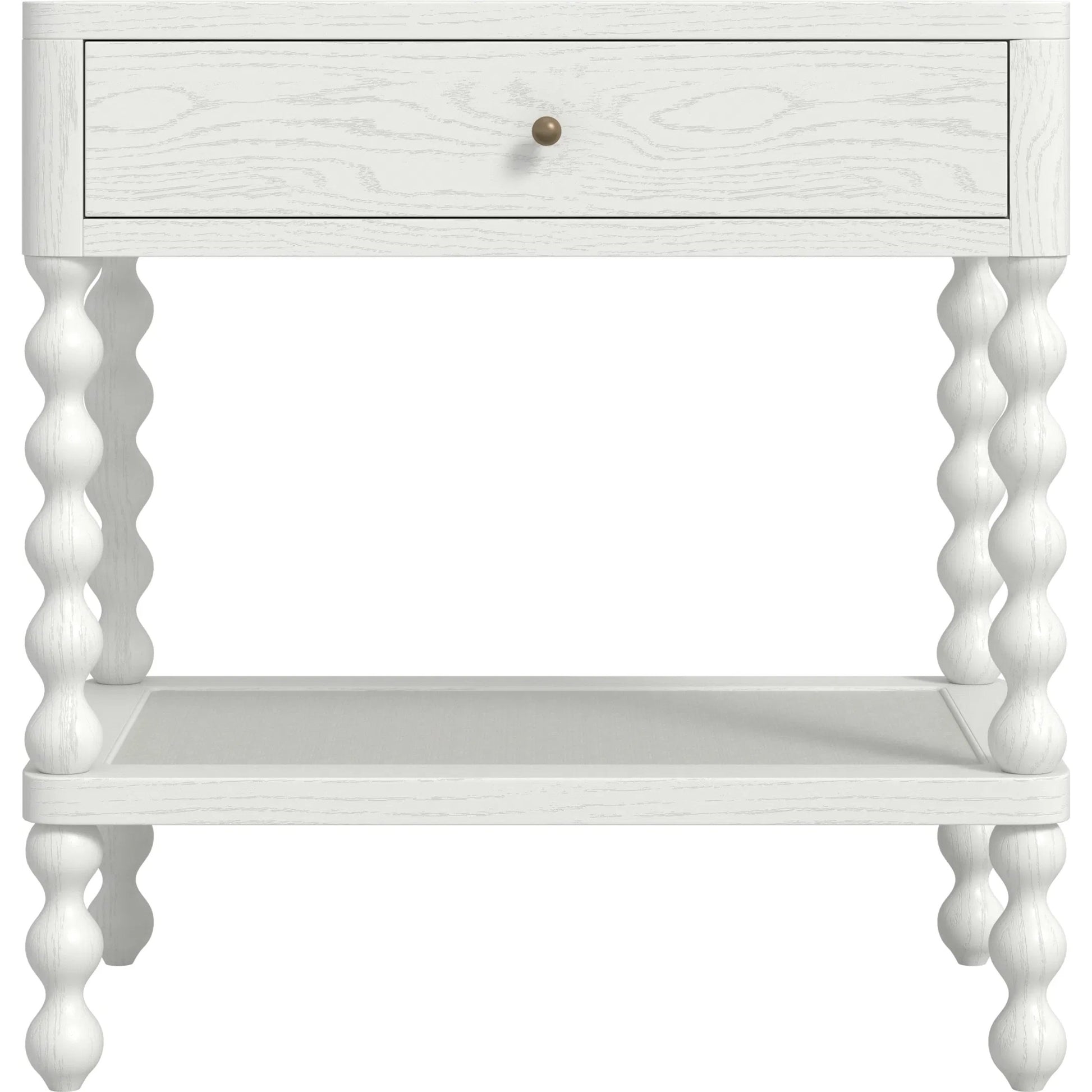Haven Open Nightstand by A.R.T. Furniture in warm white. Made from parawood solids, oak veneer in a transitional style.