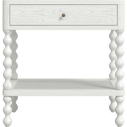 Haven Open Nightstand by A.R.T. Furniture in warm white. Made from parawood solids, oak veneer in a transitional style.