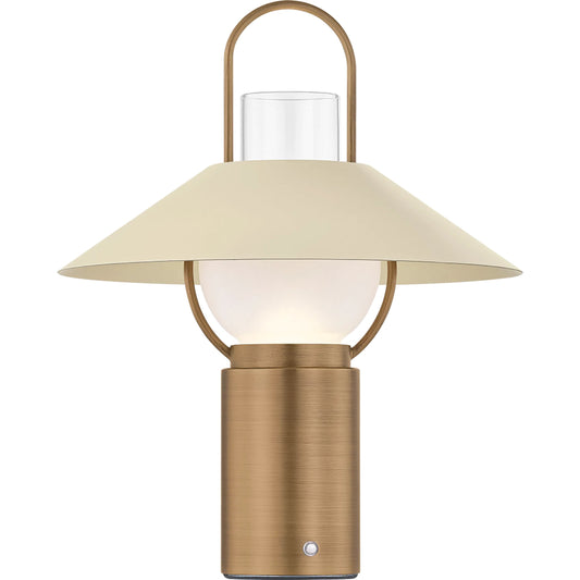 Kindle Rechargeable Table Lamp by Troy in patina brass, soft sand. Made from unique in a transitional style.