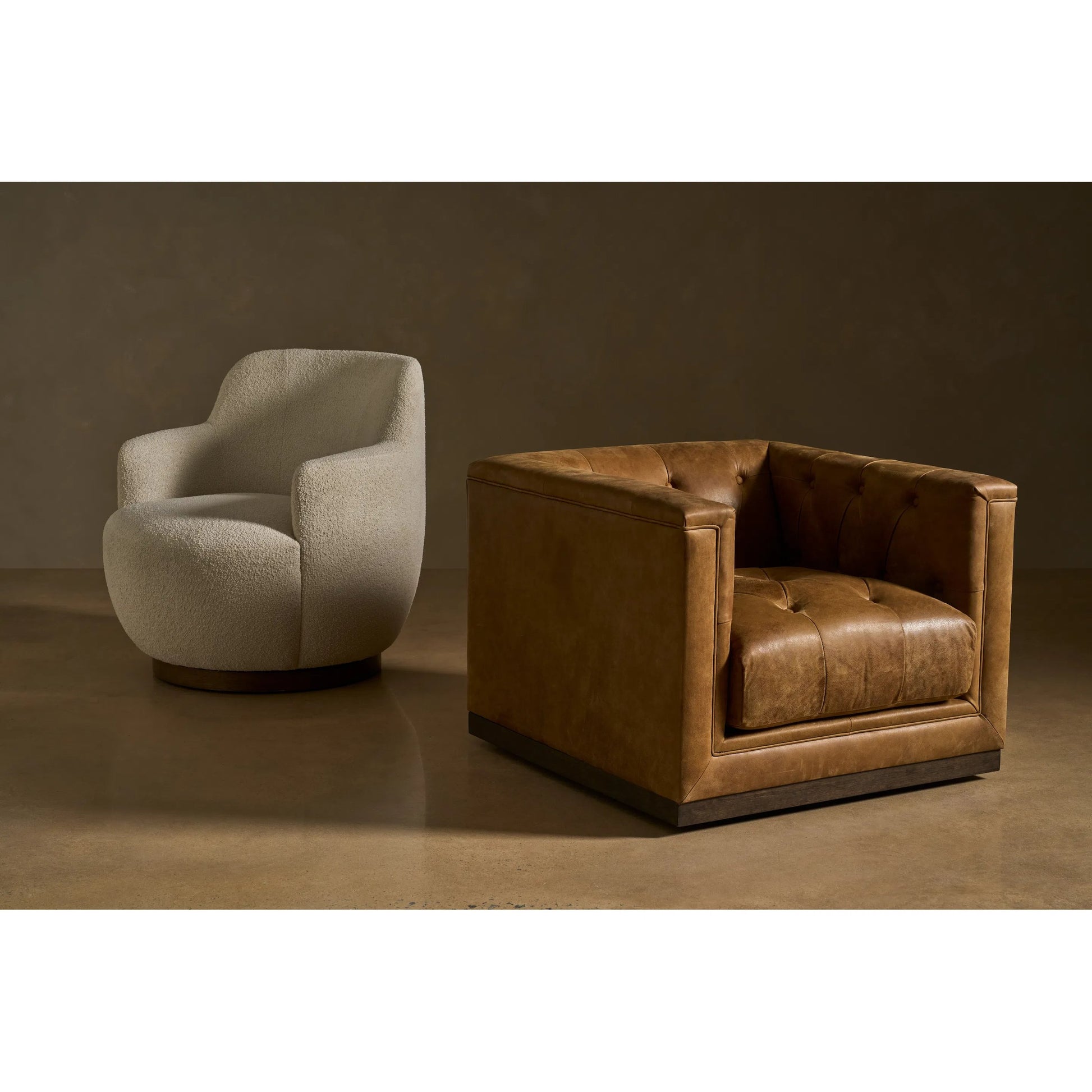 Quinn Swivel Chair by Universal Furniture in winchester sycamore leather. Made from 100% leather in a traditional style.
