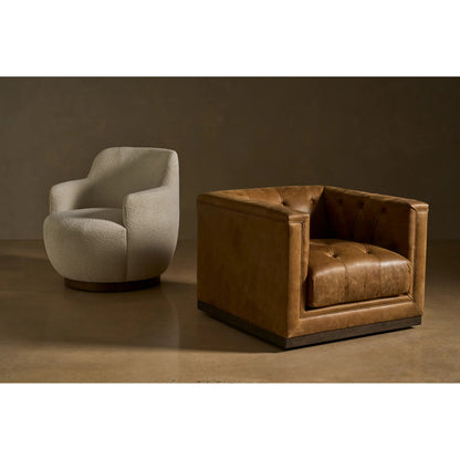 Quinn Swivel Chair by Universal Furniture in winchester sycamore leather. Made from 100% leather in a traditional style.