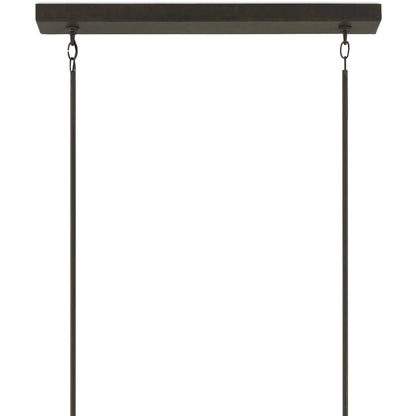 Middleton Rectangular Chandelier by Currey and Company. Made from wrought iron in a modern style.