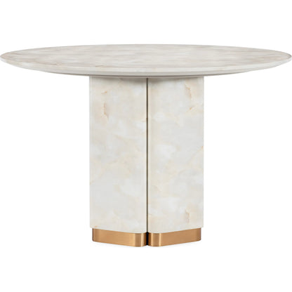 Eleana Round Dining Table by Hooker Furniture in faux onyx. Made from concrete, resin, metal in a modern style.
