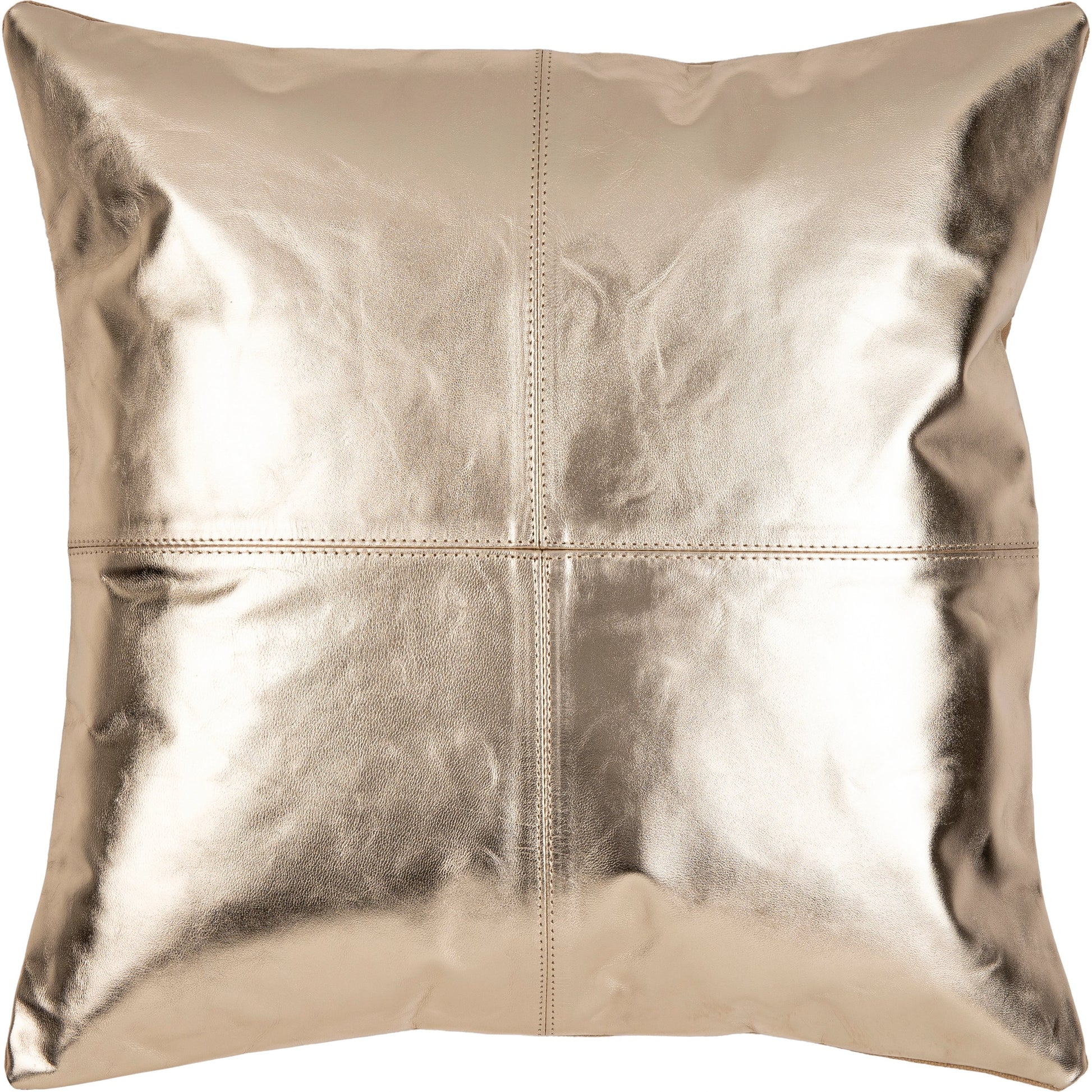 Ritz Pillow - 24247 by Surya in metallic gold. Made from 100% leather, 100% cotton in a modern style.