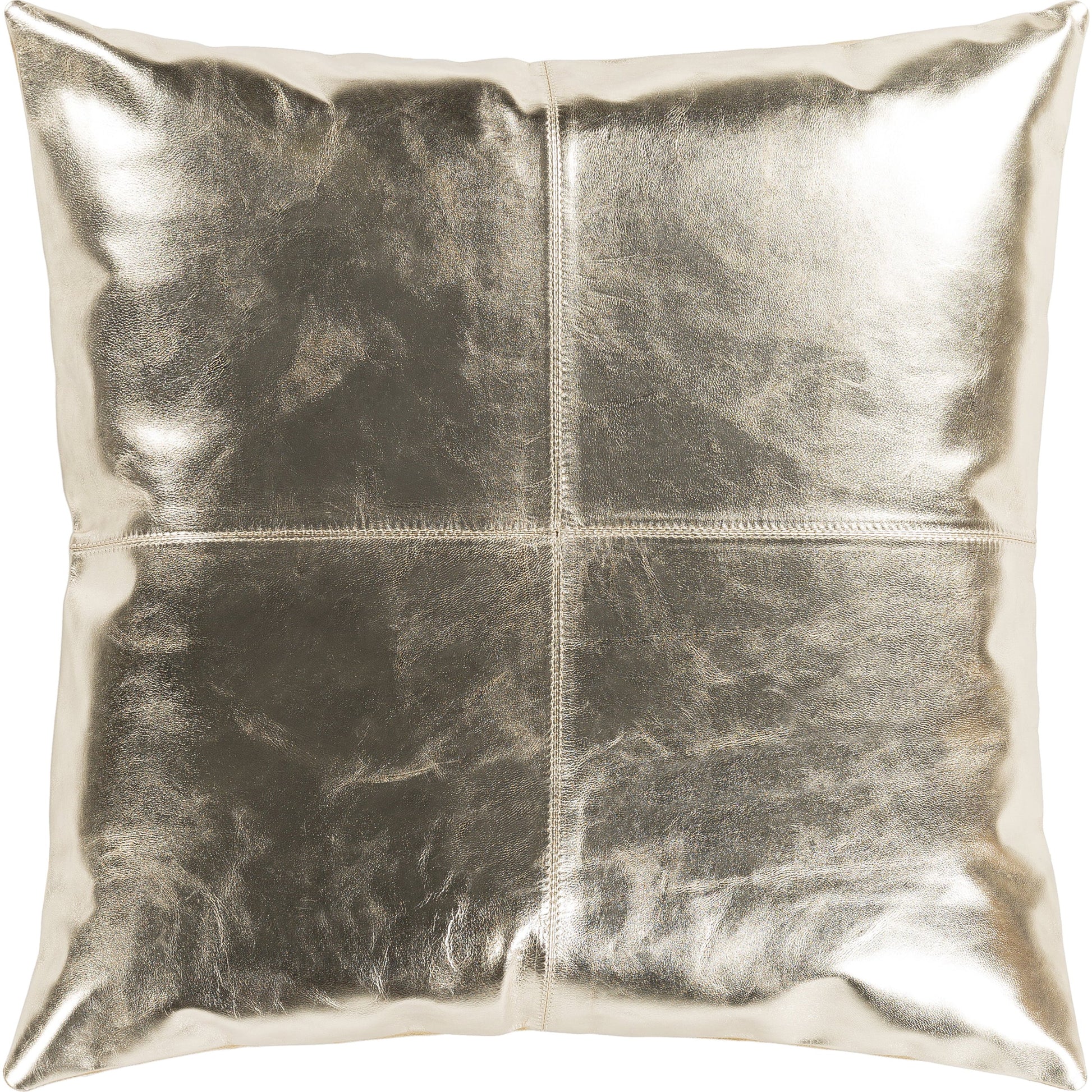 Ritz Pillow - 24247 by Surya in metallic gold. Made from 100% leather, 100% cotton in a modern style.