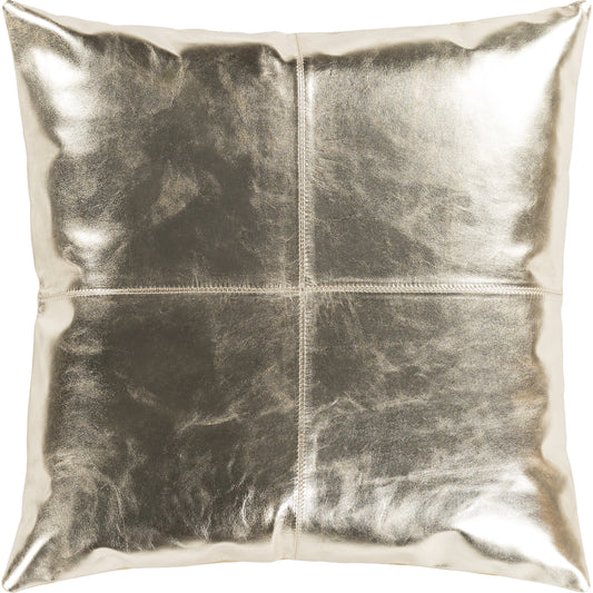Ritz Pillow - 24247 by Surya in metallic - champagne, tan. Made from 100% leather, 100% cotton in a modern style.