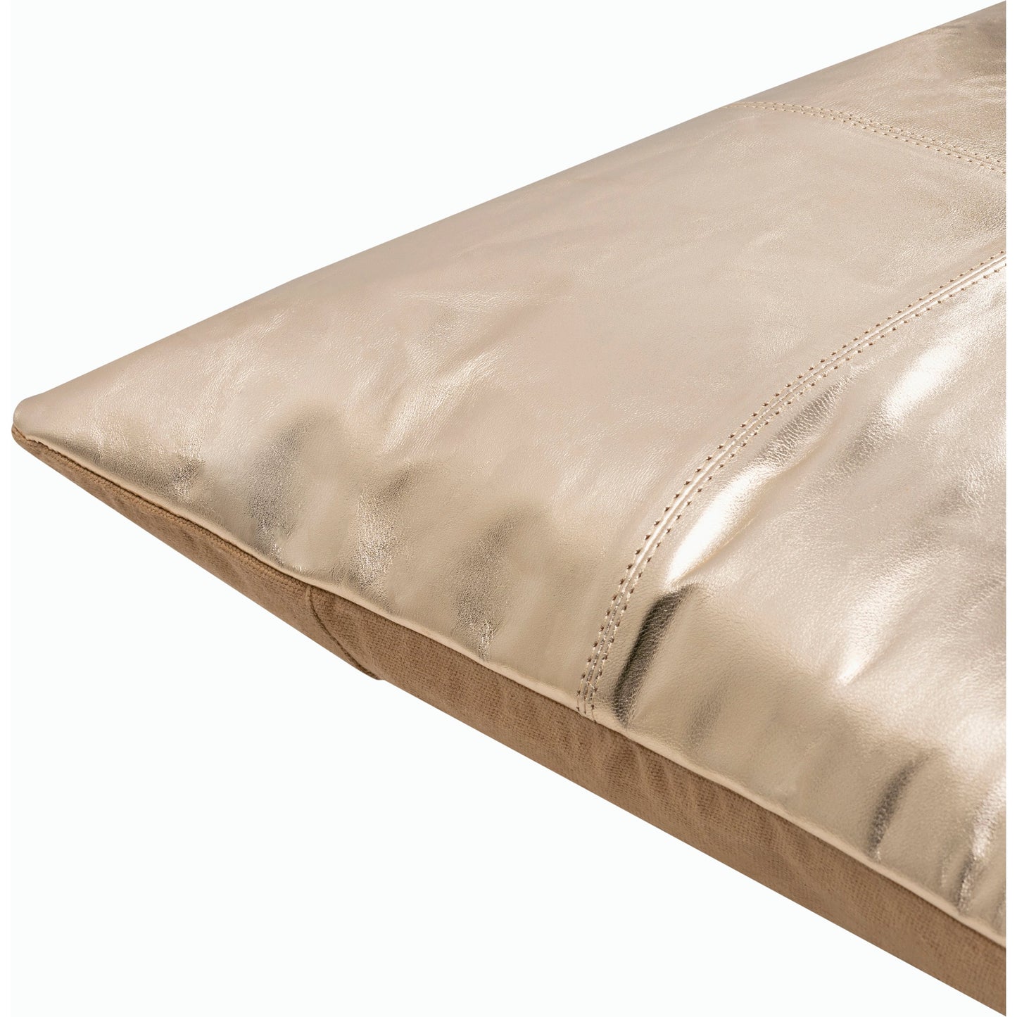 003 S-347113,S-347114 | Closeup | Ritz Pillow - 24247 by Surya in metallic gold. Made from 100% leather, 100% cotton in a modern style.