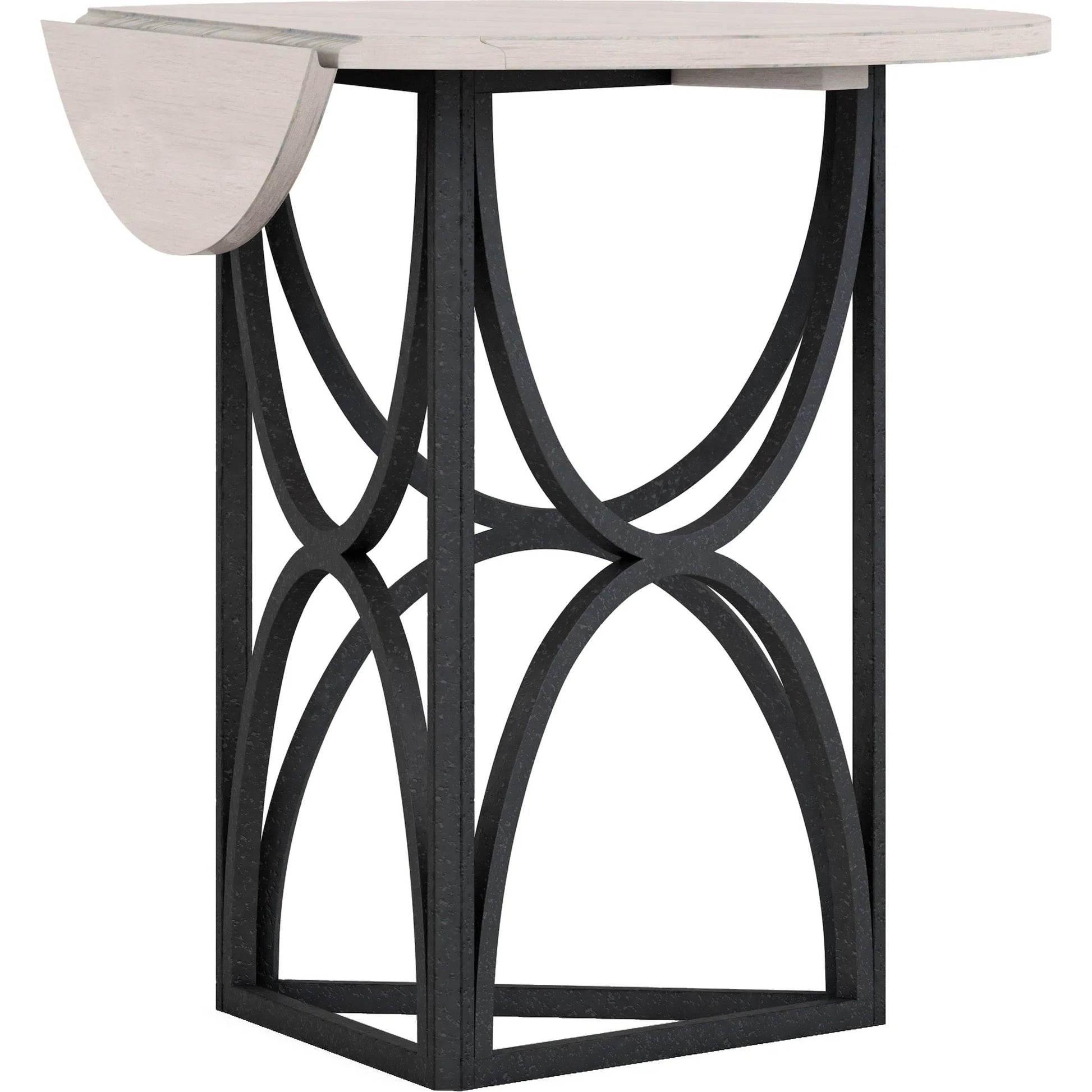 Alcove Chairside Table by A.R.T. Furniture in belgian ivory, burnished brass. Made from acacia solids, maple veneers, iron in a modern style.