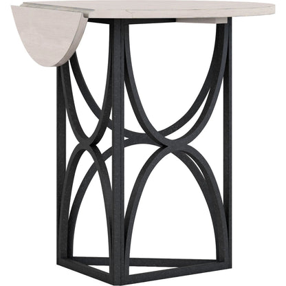 Alcove Chairside Table by A.R.T. Furniture in belgian ivory, burnished brass. Made from acacia solids, maple veneers, iron in a modern style.