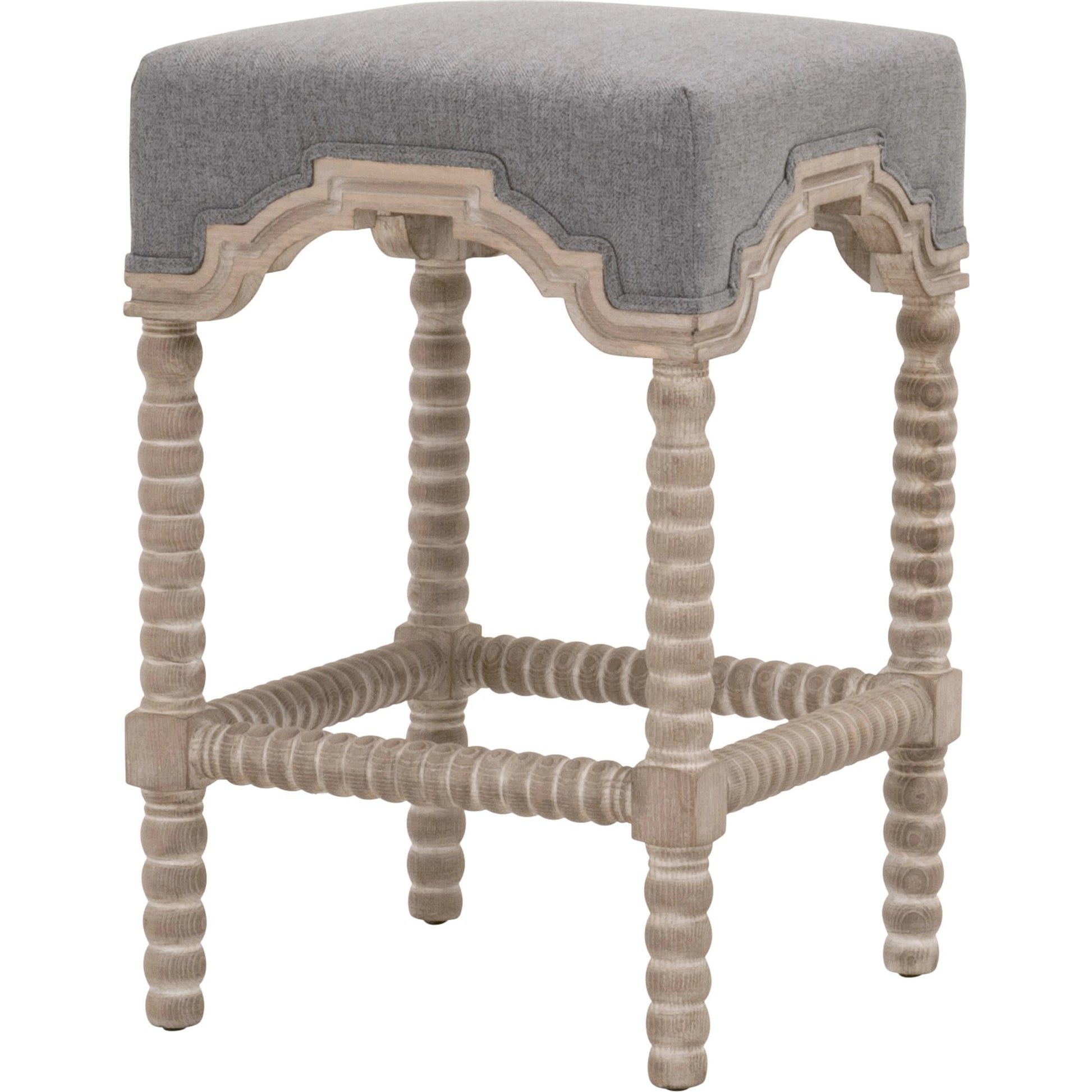 Rue Counter Stool by Essentials For Living in natural gray, bisque. Made from solid ash, 100% linen in a eclectic & global style.