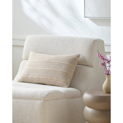 Ruth Lumbar Pillow - 516888 by Surya in ash, khaki, pearl, metallic - silver, prairie dust. Made from linen, viscose, cotton in a modern style.