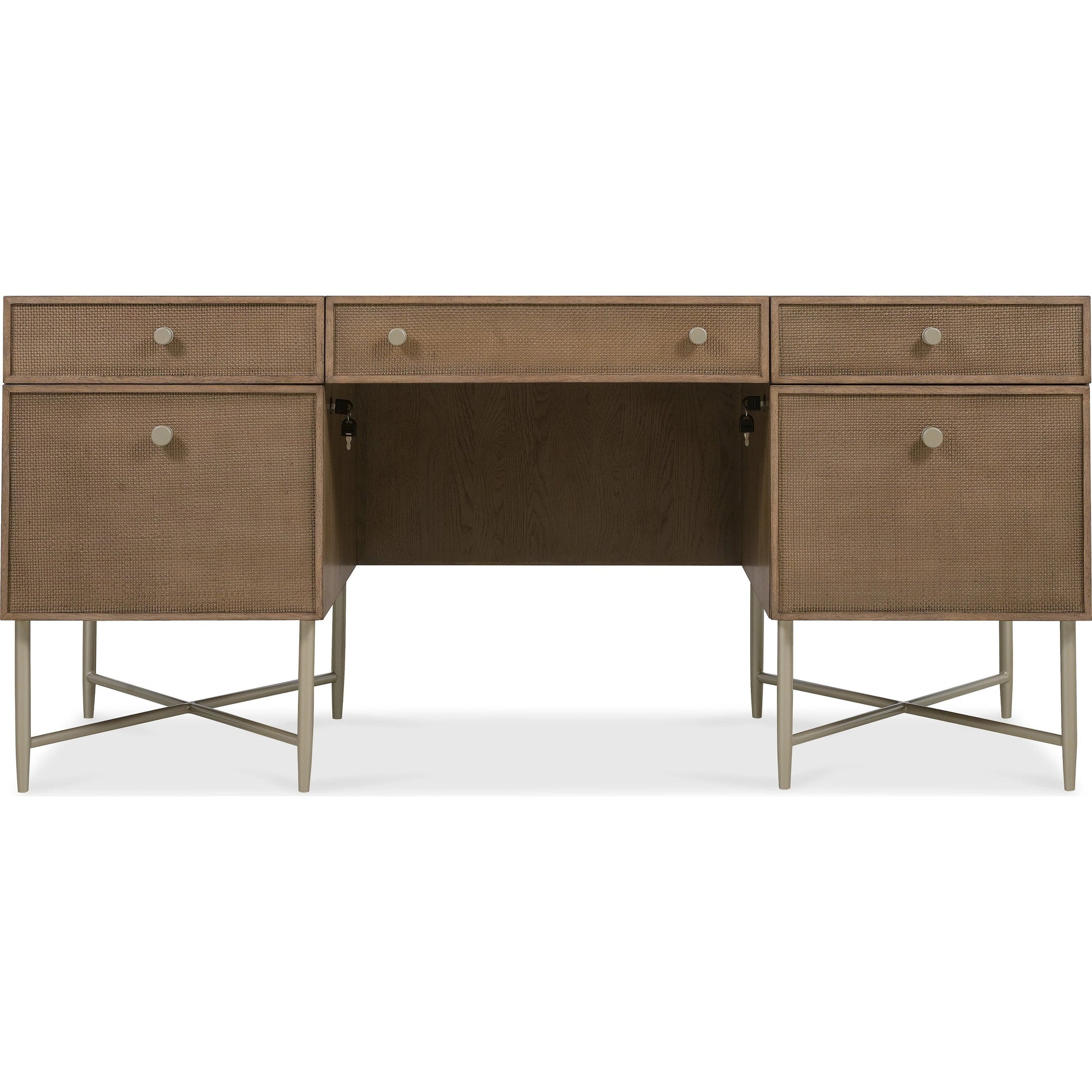 Sonnet Executive Desk by Hooker Furniture in medium wood and wren. Made from unique in a transitional style.