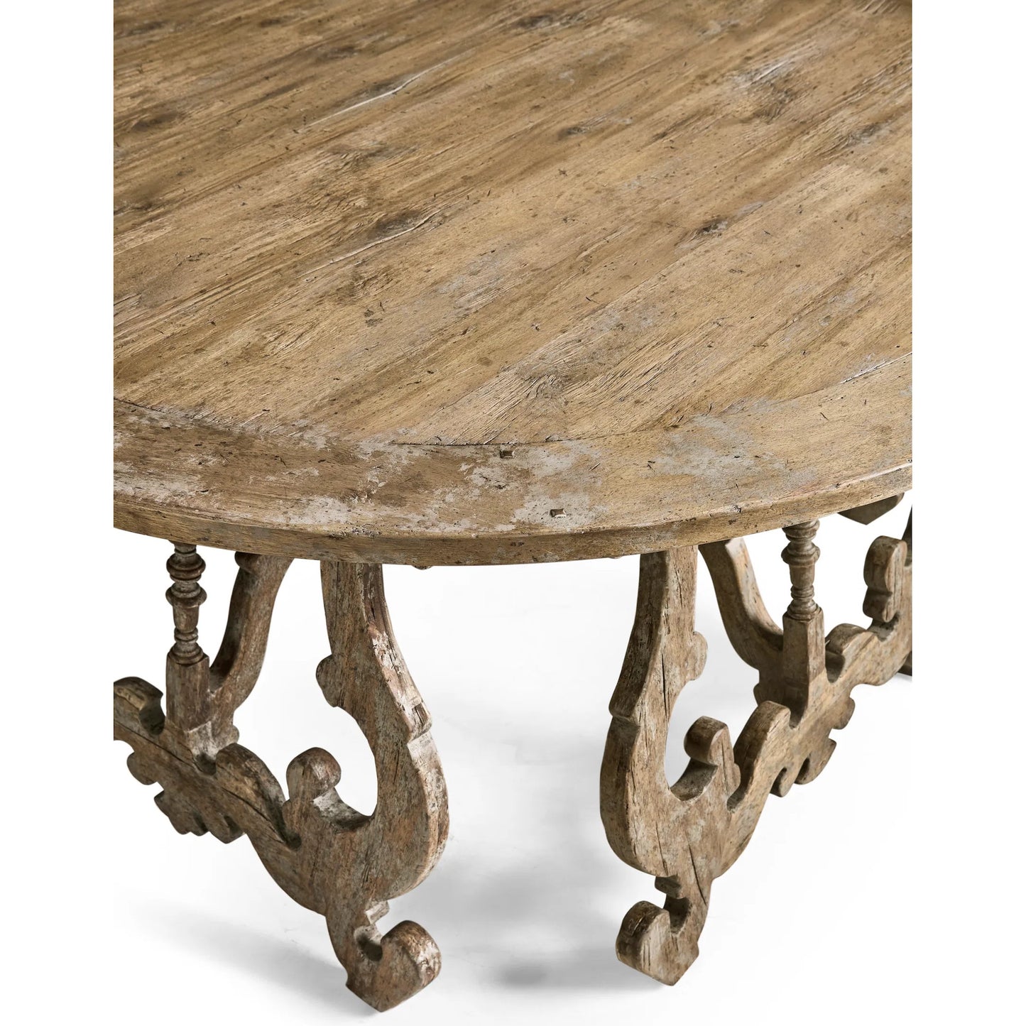 006 SI-2462574 | Closeup | Caldera Centre Table by Jonathan Charles in light spain painted walnut. Made from acacia in a traditional style.