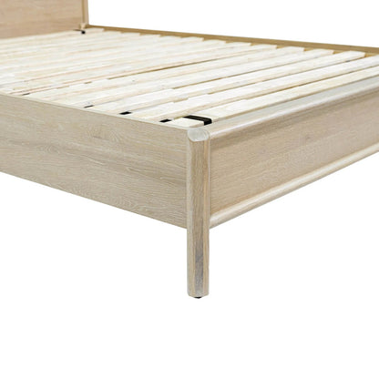 Runway Bed by LH Imports in light oak. Made from oak in a unique style.