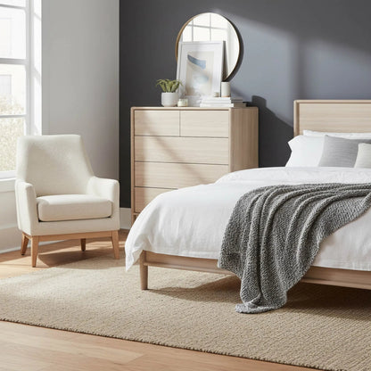 Runway 5 Drawer Chest by LH Imports in light oak. Made from oak in a unique style.