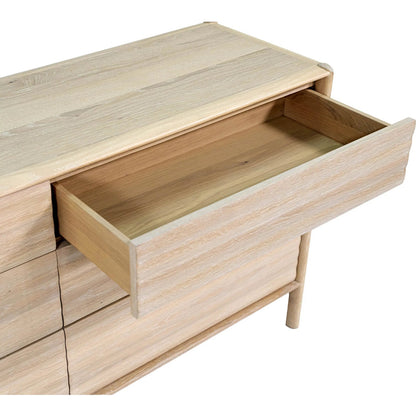 Runway 6 Drawer Dresser by LH Imports in light oak. Made from oak in a unique style.