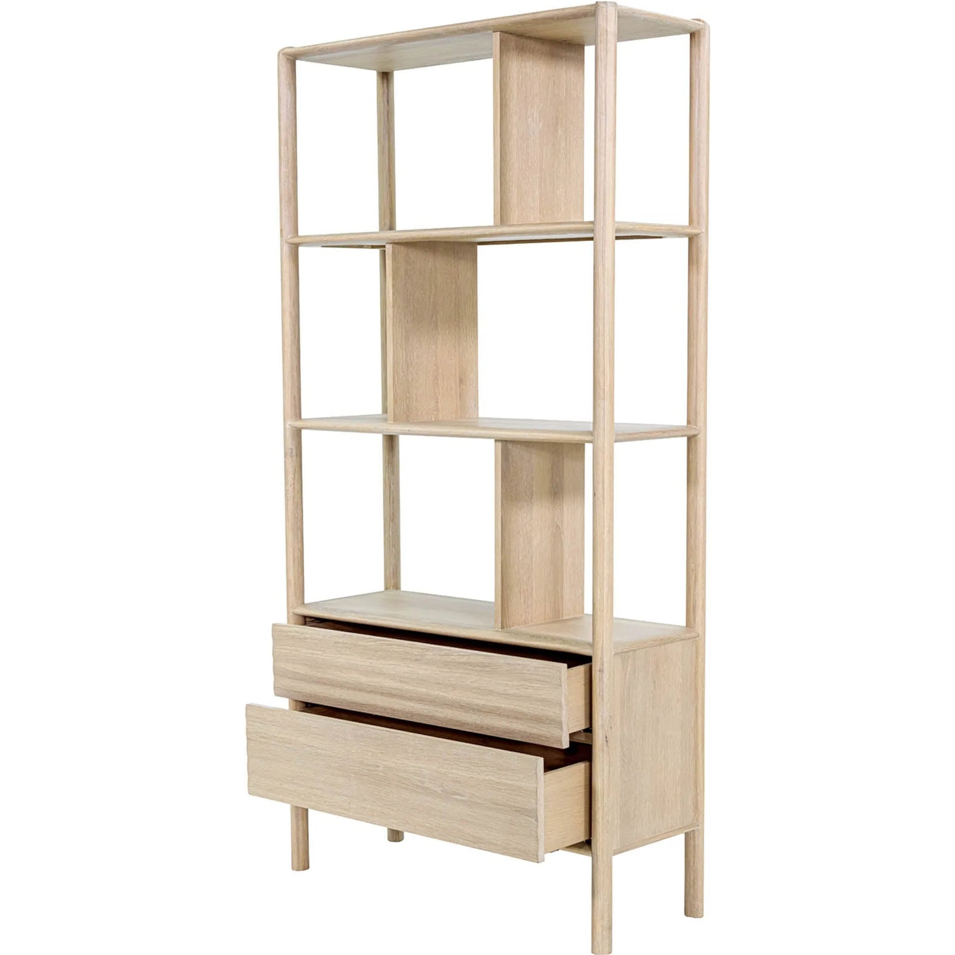 Runway Bookcase by LH Imports in light oak. Made from oak in a unique style.