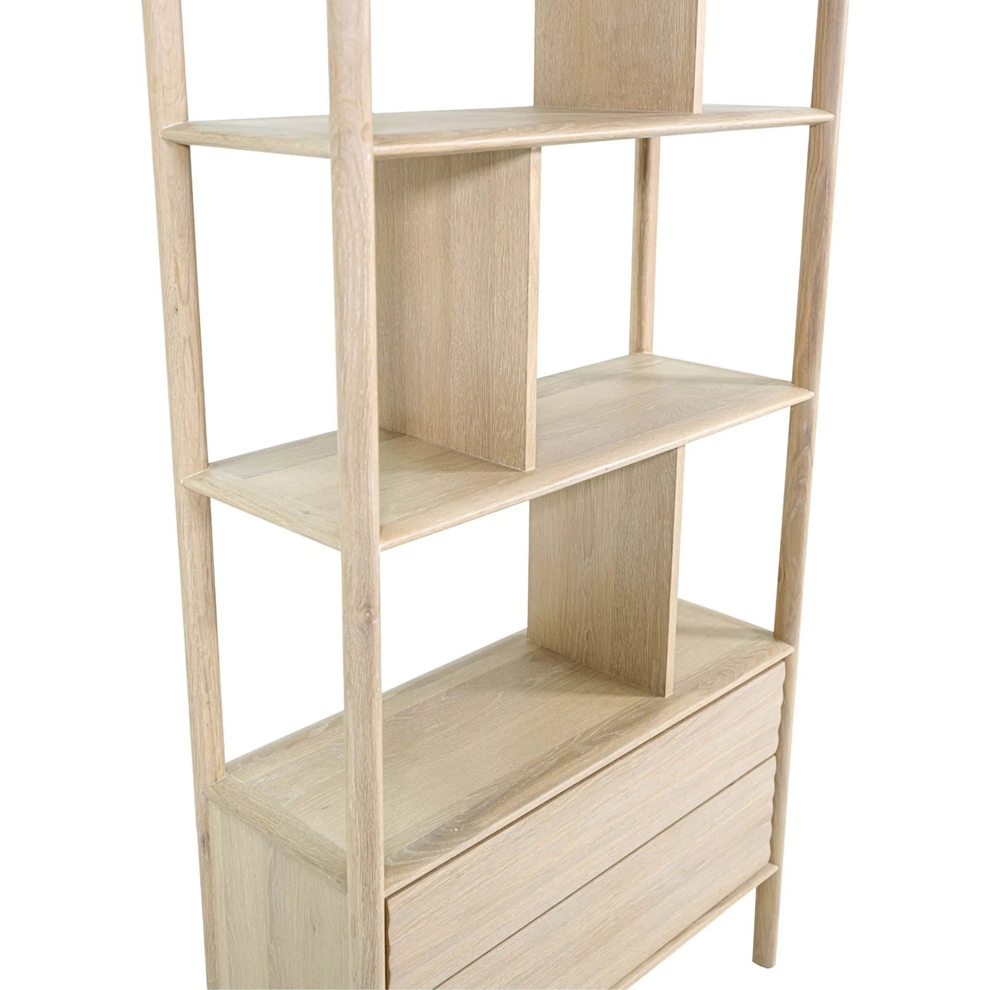 Runway Bookcase by LH Imports in light oak. Made from oak in a unique style.