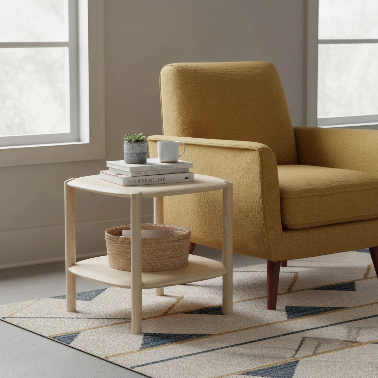 001 SI-2527555 | Lifestyle | Runway Side Table by LH Imports in light oak. Made from oak in a unique style.