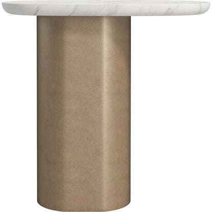 Verge Chairside Table by A.R.T. Furniture in white and bronze. Made from materal(s): white marble top, resin base in a modern style.
