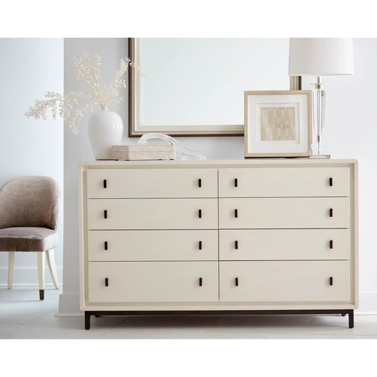 Blanc Landscape Mirror by A.R.T. Furniture in alabaster, burnished bronze. Made from parawood solids, glass in a modern style.