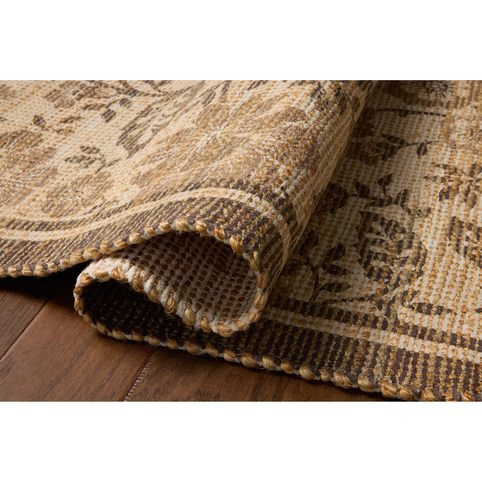 Rue RUE-03 Rug by Chris Loves Julia x Loloi in bark, mocha. Made from polyester, jute, cotton in a unique style.
