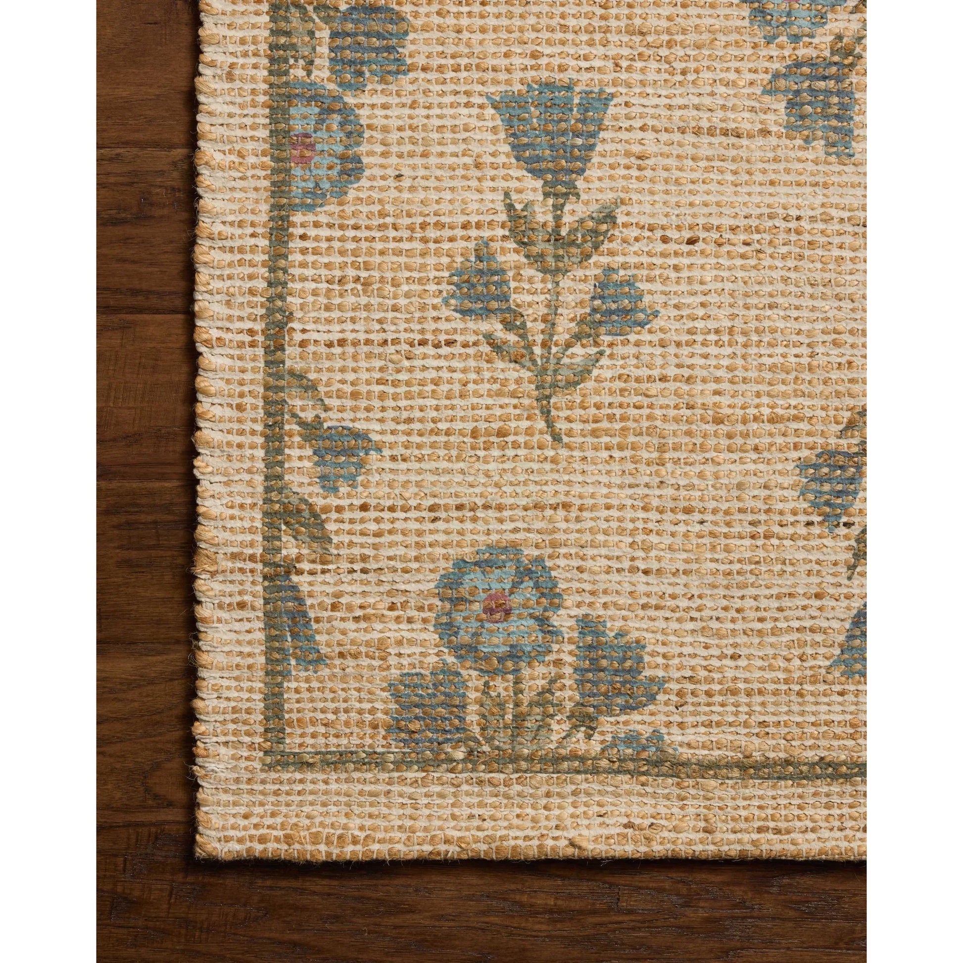 Rue RUE-04 Rug by Chris Loves Julia x Loloi in moss, blue. Made from polyester, jute, cotton in a unique style.