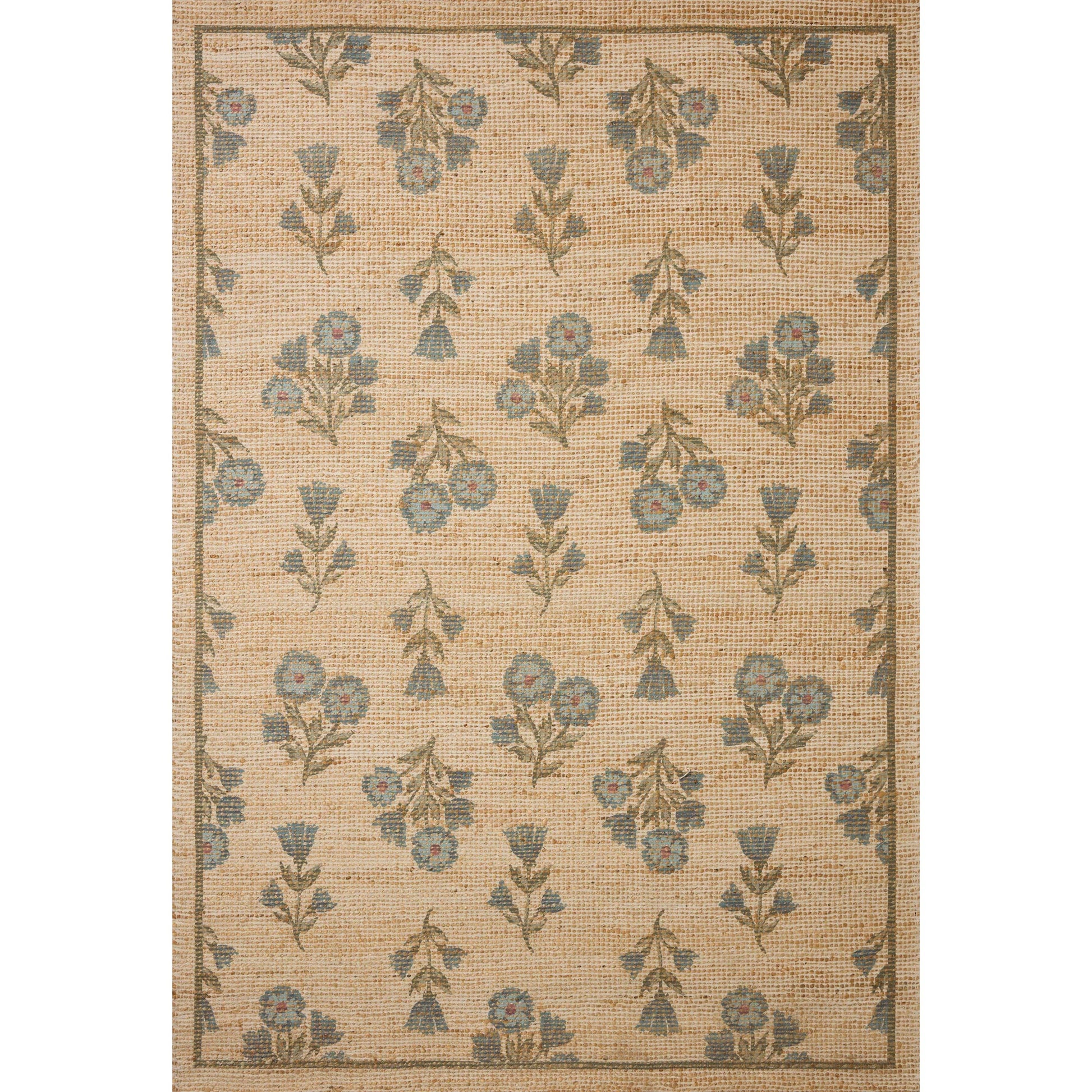 Rue RUE-04 Rug by Chris Loves Julia x Loloi in moss, blue. Made from polyester, jute, cotton in a unique style.
