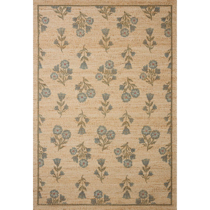 Rue RUE-04 Rug by Chris Loves Julia x Loloi in moss, blue. Made from polyester, jute, cotton in a unique style.