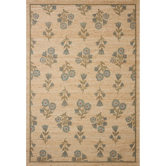Rue RUE-04 Rug by Chris Loves Julia x Loloi in moss, blue. Made from polyester, jute, cotton in a unique style.