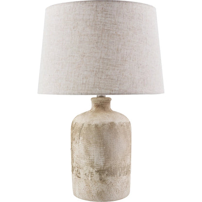 Riserva Accent Table Lamp by Surya in wheat, translucent, metallic nickel, gray, white and plated, painted. Made from ceramic, linen, iron in a modern style.