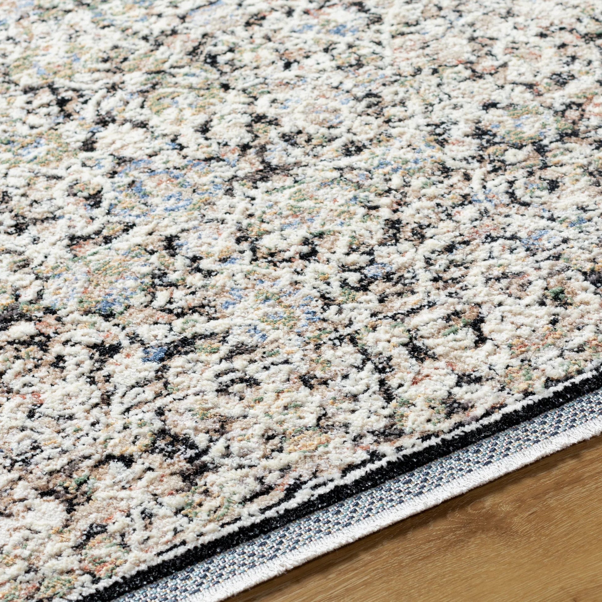 Rivaldo Rug - 477185 by Livabliss in light brown, cream, light slate, black, light olive, blue. Made from face: 100% polyester, warp: 100% cotton in a u