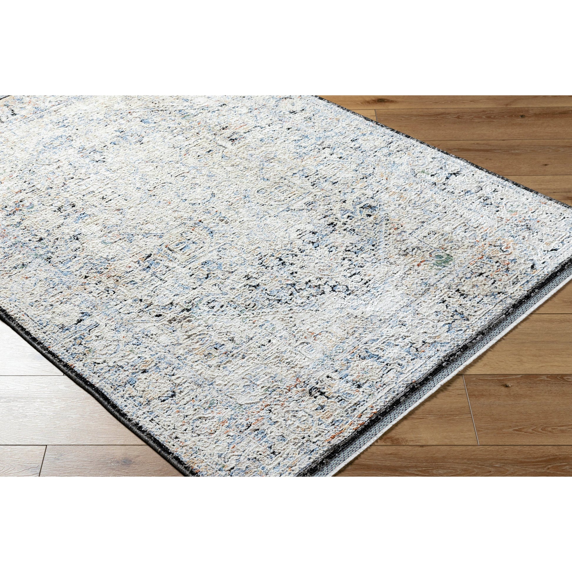 Rivaldo Area Rug - 477606 by Livabliss in cream, light slate, light brown, blue, black, medium green. Made from face: 100% polyester, warp: 100% cotton in a unique style.