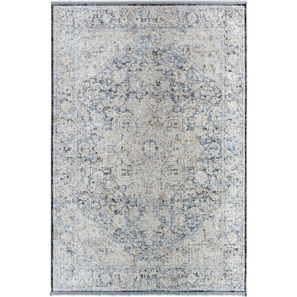 Rivaldo Area Rug - 477606 by Livabliss in cream, light slate, light brown, blue, black, medium green. Made from face: 100% polyester, warp: 100% cotton in a unique style.