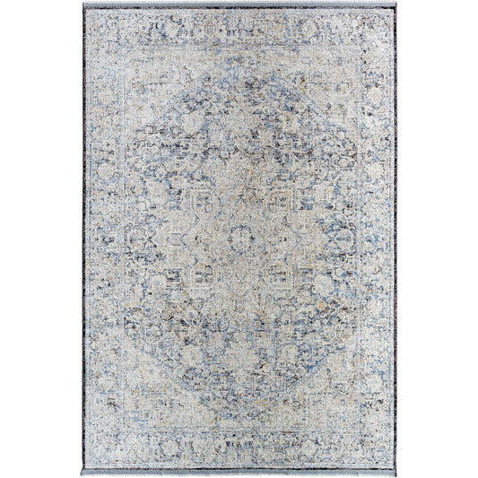 Rivaldo Rug - 477606 by Livabliss in cream, light slate, light brown, blue, black, medium green. Made from face: 100% polyester, warp: 100% cotton in a unique style.