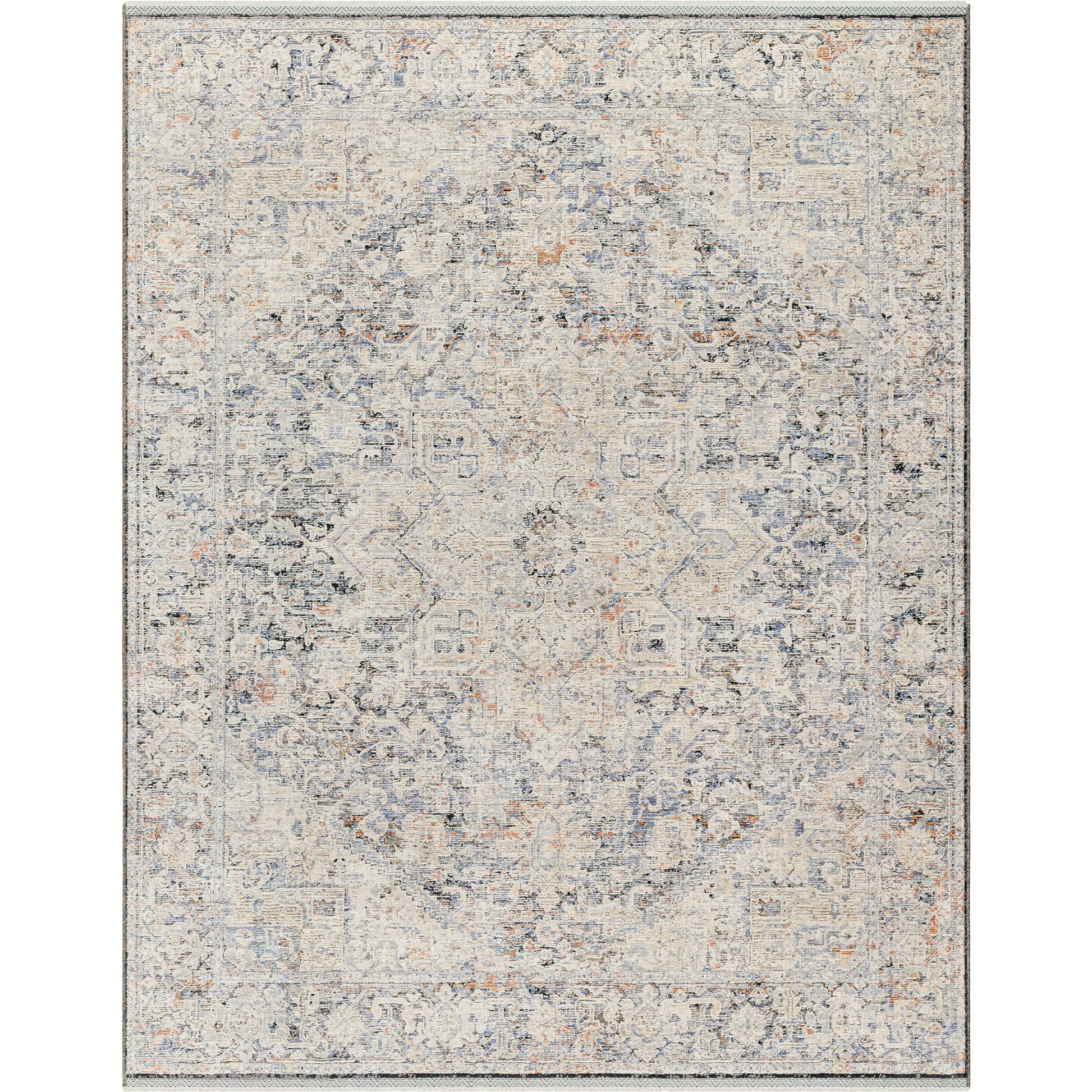 Rivaldo Rug - 33007 by Livabliss in cream, light slate, light brown, blue, black, medium green. Made from main: 100% polyester in a unique style.