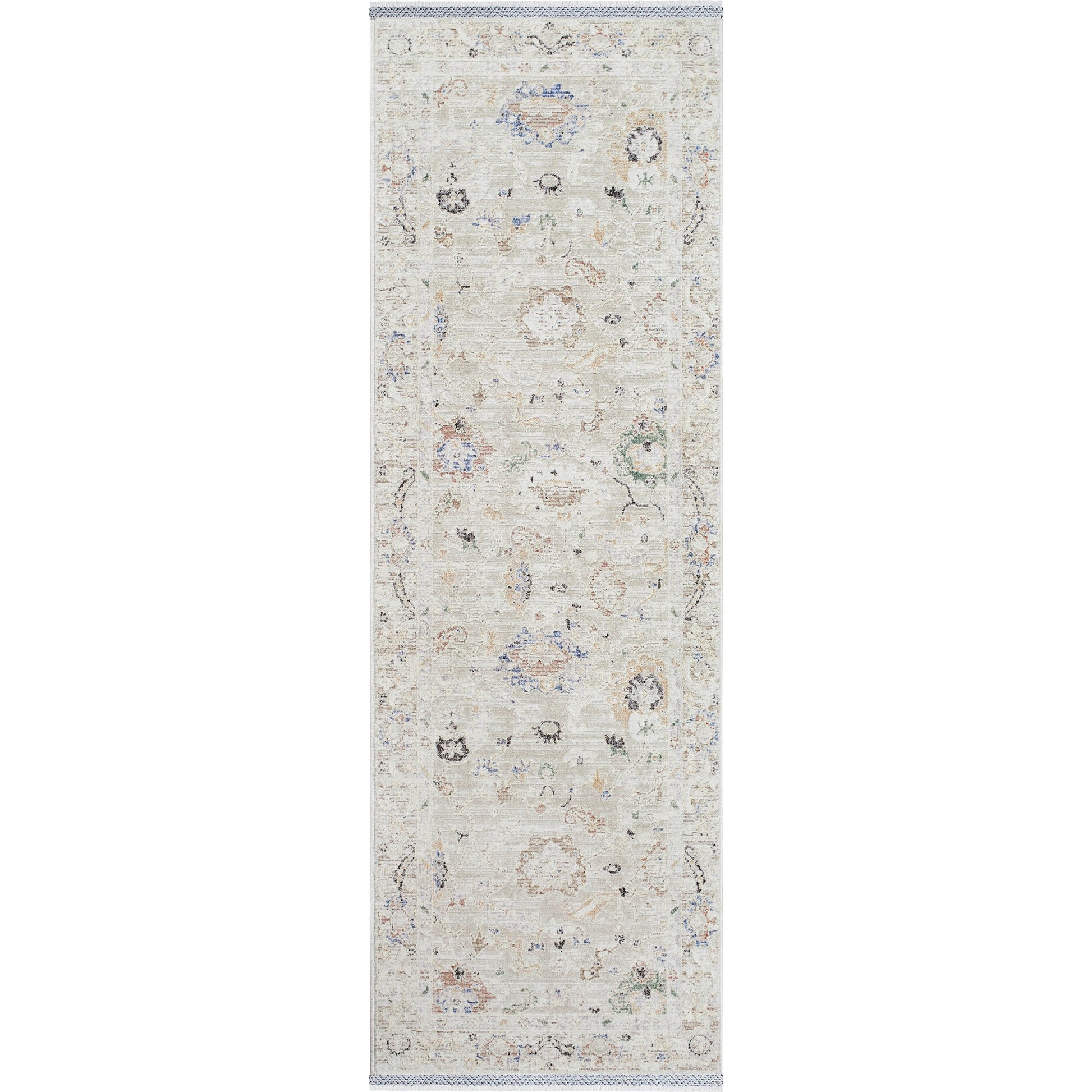 Rivaldo Rug - 477394 by Livabliss in cream, light brown, light slate, blue, black, light olive. Made from face: 100% polyester, warp: 100% cotton in a unique style.
