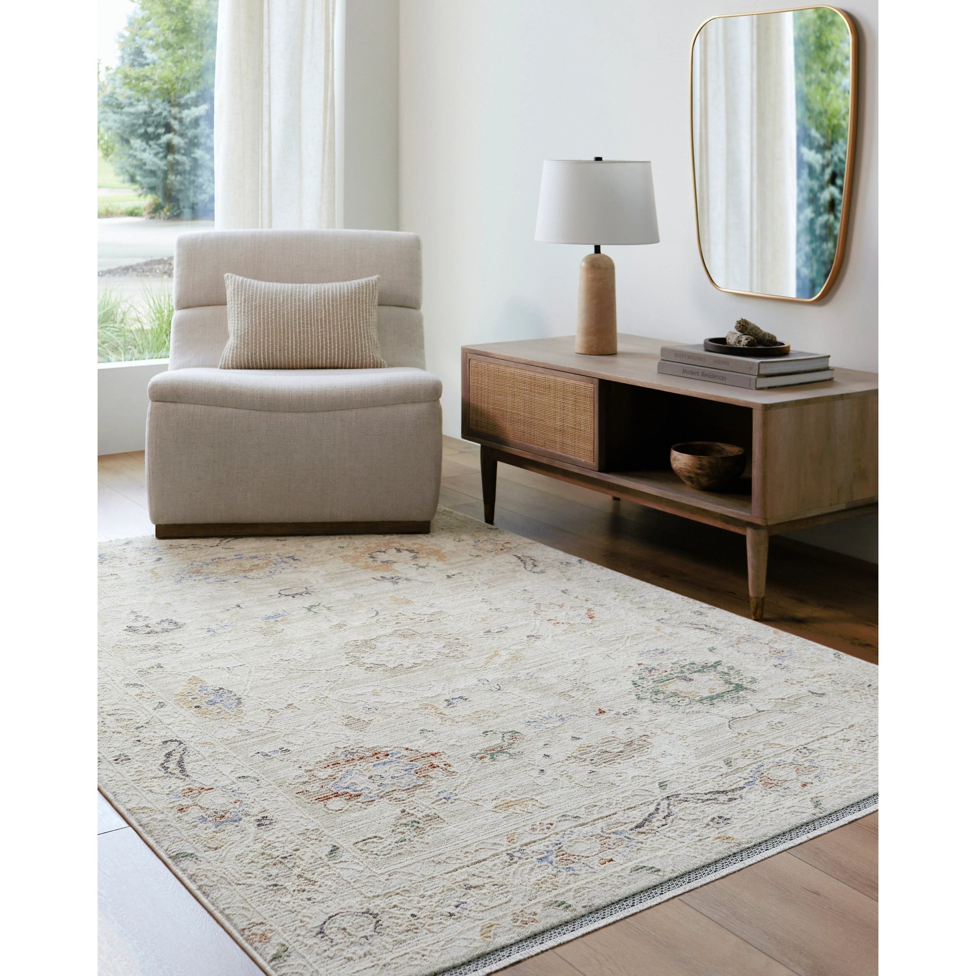 Rivaldo Rug - 477394 by Livabliss in cream, light brown, light slate, blue, black, light olive. Made from face: 100% polyester, warp: 100% cotton in a unique style.